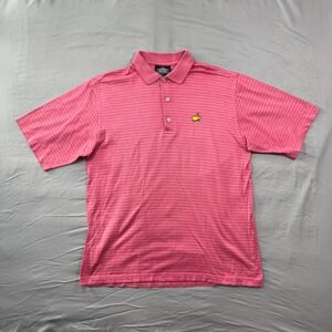 Clubhouse Collection Masters Golf Polo Shirt Mens M Pink Striped Preppy Athletic